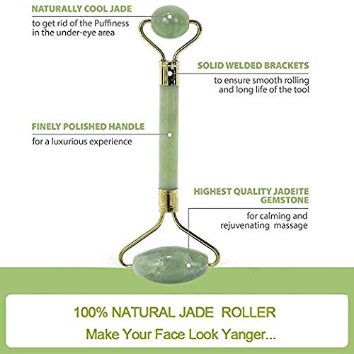 [Australia] - Ocim Jade Roller,Anti-aging 100% Natural Facial Jade Stone for Face and Eyes Massager-Rejuvenate Skin & Remove Wrinkles 