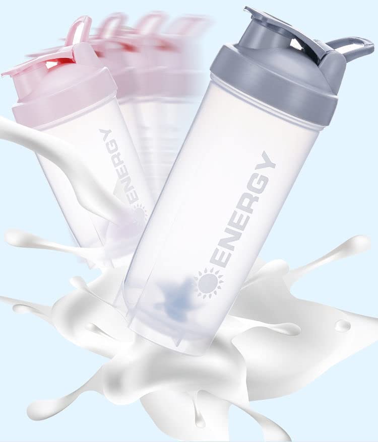 [Australia] - KHAOP 400ML Protein Shaker Cup Protein Shaker Bottle 500ml BPA Free Leakproof Portable for Sports Supplements Shakes With Steel Mixing Ball for Protein Shakes Dishwasher Safe (Grey) Grey 