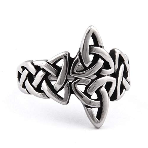 [Australia] - Gungneer Stainless Steel Celtic Knot Trinity Triquetra Ring Infinity Band Protecton Eternity Jewelry Men Women 13 