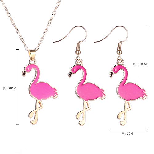 [Australia] - Flamingo Earrings Necklace Set for Women Girls Bird Necklace Flamingo Jewelry Christmas Necklace Gift B:Pink 