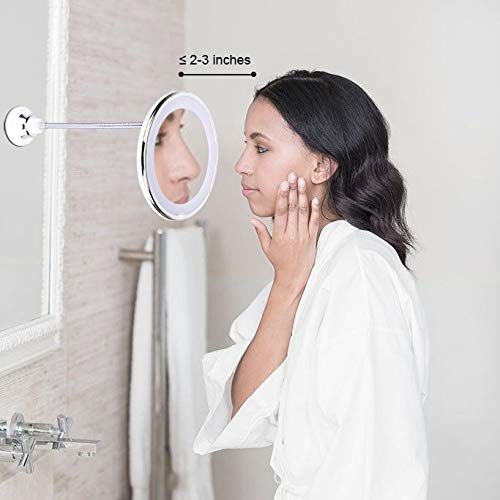 [Australia] - Orange Tech 10x Flexible Mirror as seen on TV ，Magnifying Makeup Mirror Gooseneck 6.8" LED Lighted Mirror , Suction Cup Mirror for Bathroom,Travel Mirror with 360 Degree Swivel, Battery Operated Circle Ten Times Magnification 