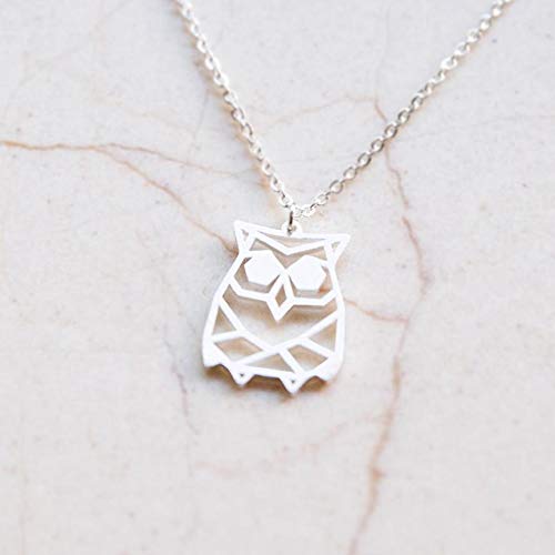 [Australia] - La Menagerie Owl Silver Origami Jewelry & Silver Geometric Necklace – 925 Sterling Plated Silver Necklace & Owl Necklaces for Women – Owl Necklace for Girls & Origami Necklace 