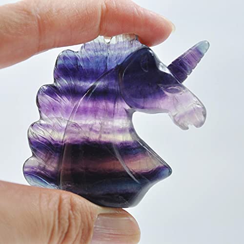 [Australia] - AITELEI 2'' Hand Carved Unicorn Stone Statue, Healing Crystal Gemstones Carving Figurine Healing Energy Crystal Unicorn Sculpture Reiki Sculpture Fluorite 