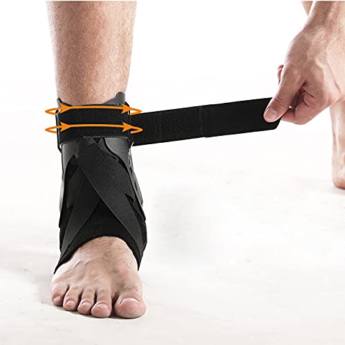 [Australia] - Ankle Brace with Splint for Men Women, Adjustable Ankle Stabilizer Breathable Compression Ankle Support for Sprain, Tendonitis, Sprained Ankle, Tendon, Injury Recovery, Running, Volleyball L 