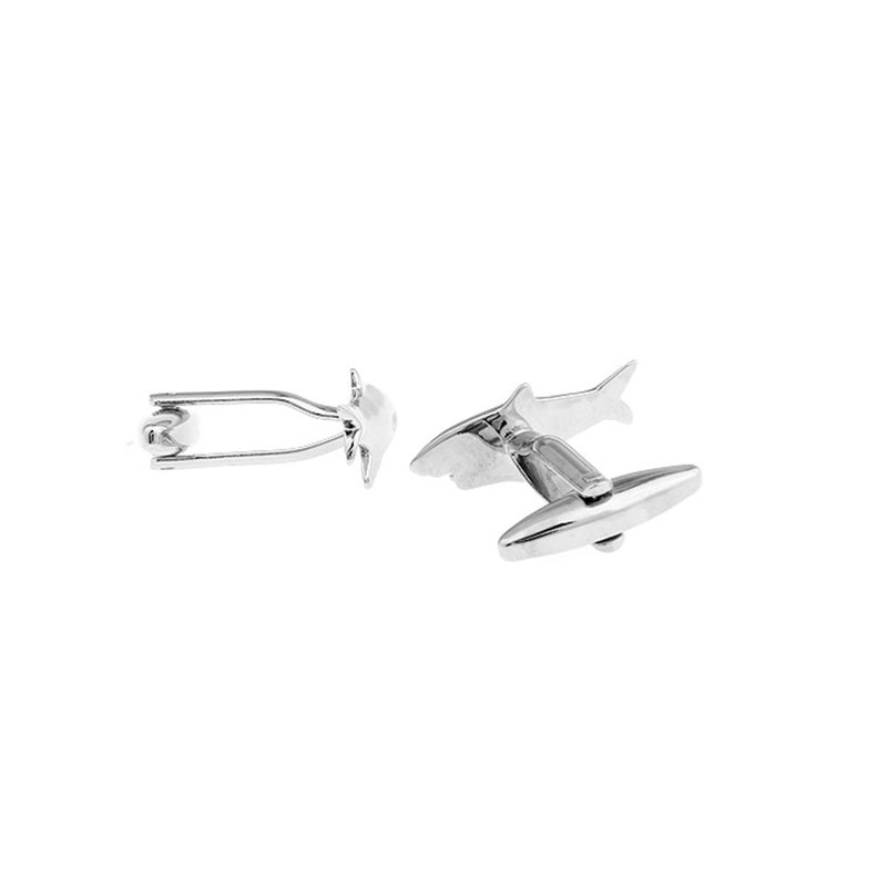 [Australia] - Silver Shark Great White Beach Lifeguard Cufflinks Wedding Groom Cuff Links 