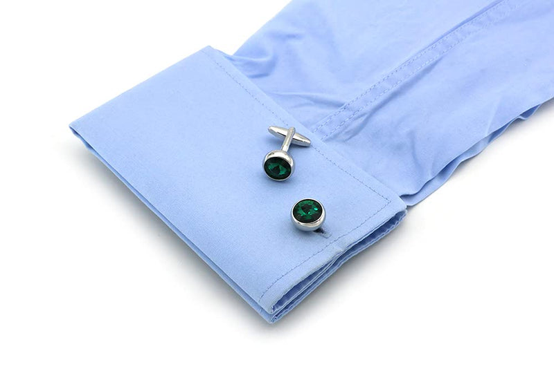 [Australia] - iGame Men's Luxury Crystal Cufflinks Green Color Stone Quality Wedding Cuff Links with Gift Box 