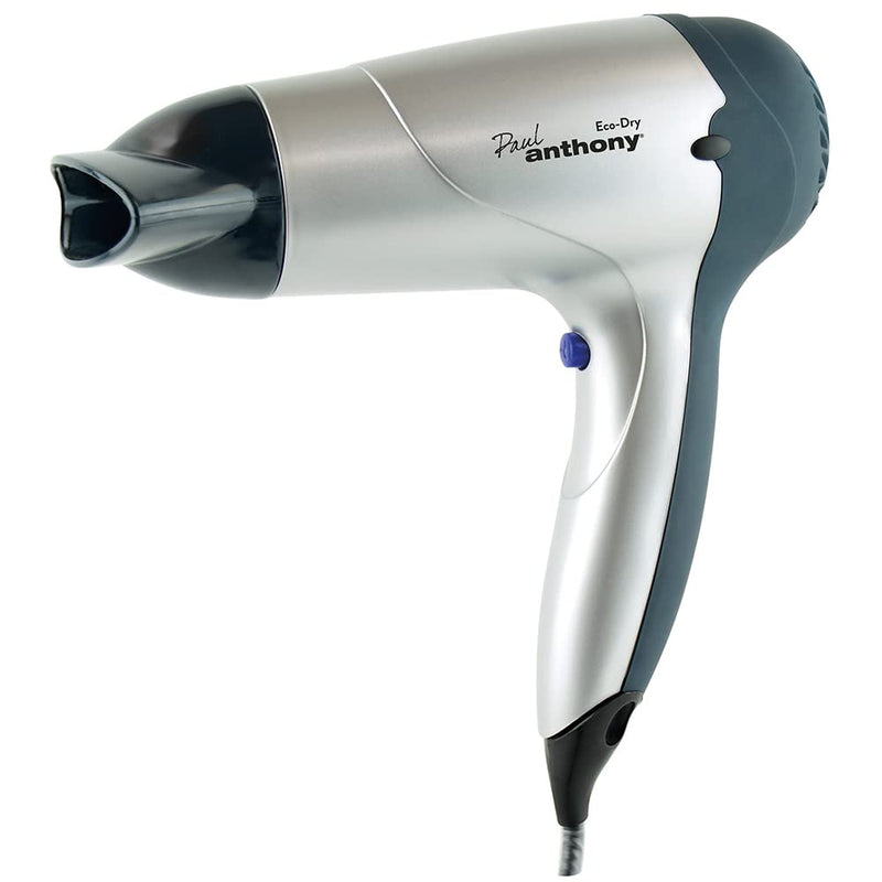 [Australia] - Paul Anthony Eco-Dry 1600w Hair Dryer / 3 Heat Settings / 3 Speed Settings / Concentrator Nozzle / Safety Cut-Off / DC Motor - Silver - H1316 1600W Silver 