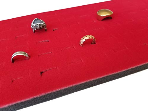 [Australia] - 2 Piece 72 Slot Red Jewelry Travel Ring Inserts Display Pads Red Foam 