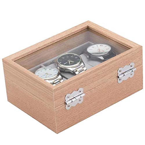 [Australia] - Wooden Watch Box Watch Organizer with Glass Display Top… (3 slot) 3 slot 