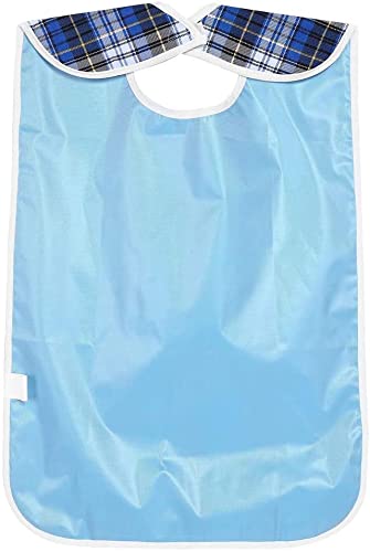 [Australia] - Adult Reusable Washable Meal Bibs, 2 Colors Adjustable Waterproof Bib Snap with Crumb Catcher(blue) Red 