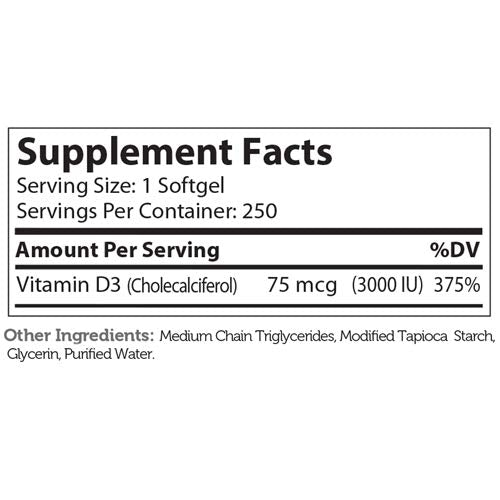 [Australia] - Zahler Vitamin D3 3000IU, Vitamin D3 Supplement 3,000 IU, Certified Kosher (250 Softgels) 250 Count (Pack of 1) 