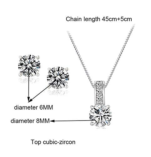 [Australia] - UDORA Cubic Zirconia Necklace Earrings Jewelry Set for Bridal Bridesmaid Wedding Party Prom J01 