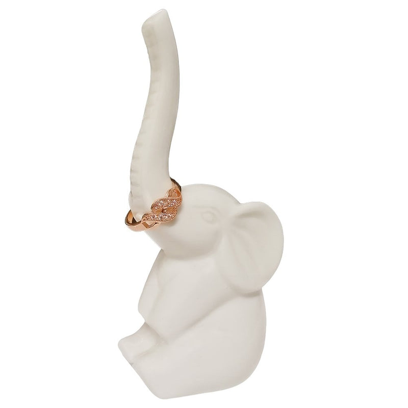 [Australia] - HOME SMILE Elephant Ring Holder for Jewelry,Engagement Wedding Ring Display Holder Stand Trinket Trays (Litltle White) 