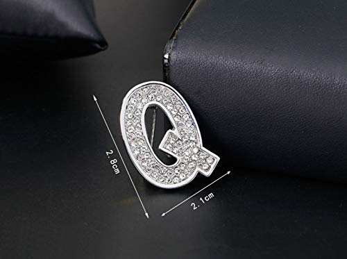 [Australia] - Bestdays Initial Letter Brooch Pins Sliver Love Rhinestone Crystal Luxur Diamond Stainless Steel Alphabet Brooches Letters Pin for Men and Women Q 