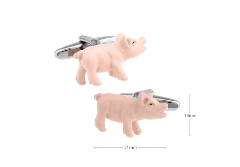 [Australia] - MRCUFF Pig Pigs Pair Cufflinks in a Presentation Gift Box & Polishing Cloth 