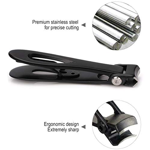 [Australia] - Nail Clippers 16mm Wide Large Jaw Opening For Thick Nail Stainless Steel Black Fingernail and Toenail Nipper Cutter Podiatry Trimmer Pedicure Manicure Kit 
