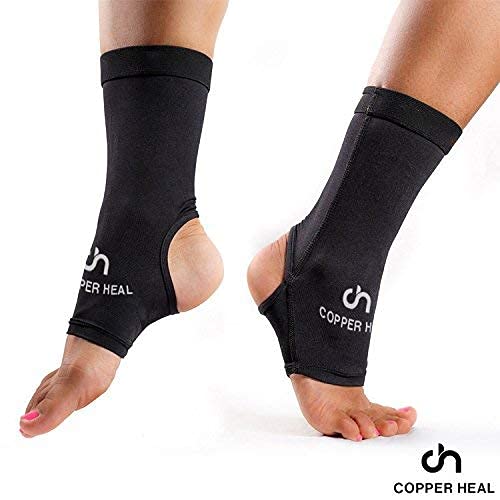 [Australia] - ANKLE Compression Sleeve by COPPER HEAL (PAIR) - Highest Copper Infused Socks Arch Support Foot Swelling Achilles Tendon Joint Pain Plantar Fasciitis Sports Injury (S - pair) Small (1 Pair) 