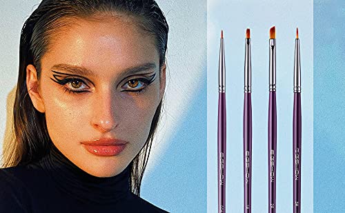 [Australia] - Eyeliner Makeup Brush Set - Angled Liner Brush, Tight Liner Brush, Definer Brush, Ultra-Fine Liner Brush Kit for Detailed Precision Eyeliner, Eyebrow Filling, Body or Face Painting, 4 Pieces 