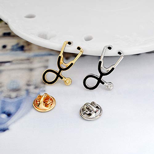 [Australia] - JOYID 2pcs/Set Cute Stethoscope ECG Brooch Medical Doctor Nurse Enamel Lapel Collar Pins Brooch for Women Men Children 