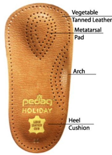 [Australia] - pedag Holiday, German Handmade, Leather 3/4 Orthotic Inserts with Arch Support, Metatarsal Pad and Heel Cushion, for Tight Dress Shoes, Ballet Flats, Tan, 1 Pair, US W 9 / M 6 / EU 39 