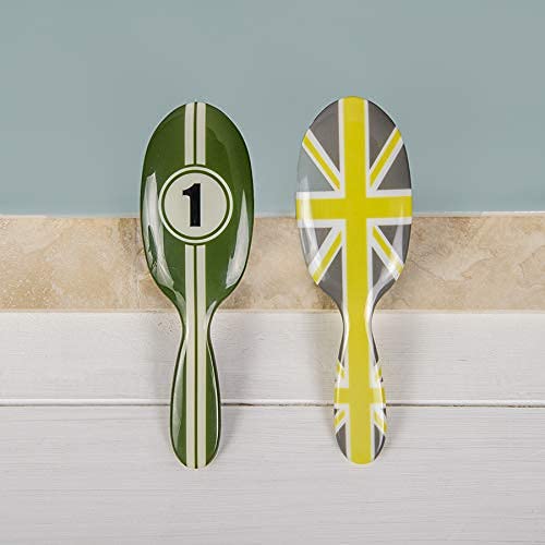 [Australia] - Rock & Ruddle Natural Bristle Hair Brush for Women and Kids (Large, 21cm) - Perfect for Wet or Dry Hair, Detangling Smoothing Blowdrying - Designed & Made in UK - Racing Stripes Design 