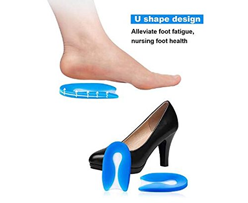 [Australia] - Ericotry U-Shaped Heel Cushion Silicon Gel Plantar Fasciitis Pad Remission Correction Heel Support Pads Cushions Protector for Heel Pain Relief (L) L 