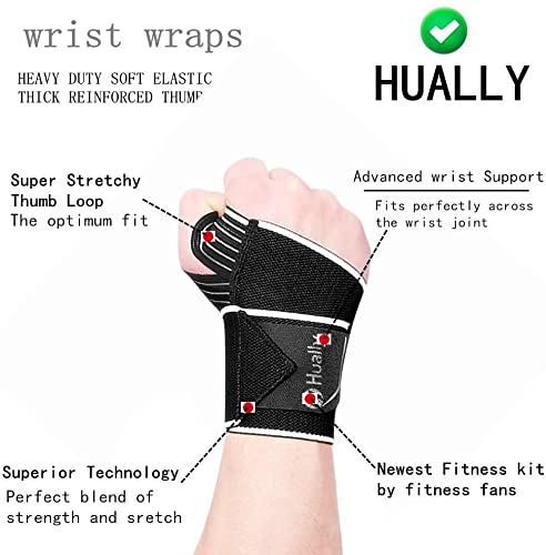 [Australia] - Hually Wrist Support, Adjustable Wrist Brace for Men and Women, wrist wraps One Size Fits all, Breathable and Comfortable Wrist Straps Support for Bench Press, Weightlifting, gym, Sports etc 