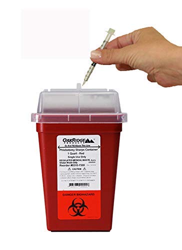 [Australia] - OakRidge Products 1 Quart Size (Pack of 3) Sharps Disposal Container - Approved for Home and Professional use 