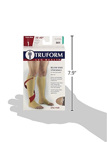 [Australia] - Truform 30-40 mmHg Compression Stockings for Men and Women, Knee High Length, Open Toe, Beige, Medium Medium (1 Pair) 
