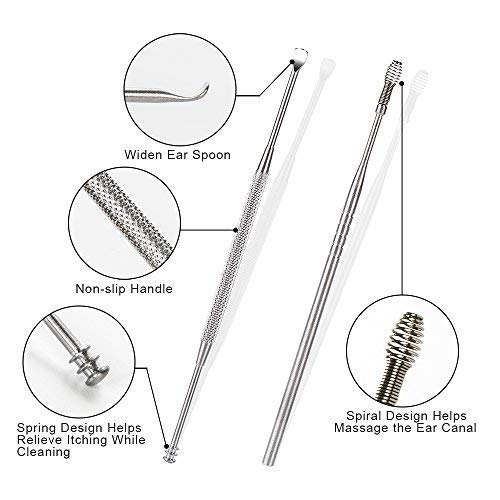 [Australia] - 7 Pcs Ear Pick, BetyBedy Ear Cleansing Tool Set, Ear Curette Earwax Removal Kit with a Small Cleaning Brush and Storage Box, Silver 