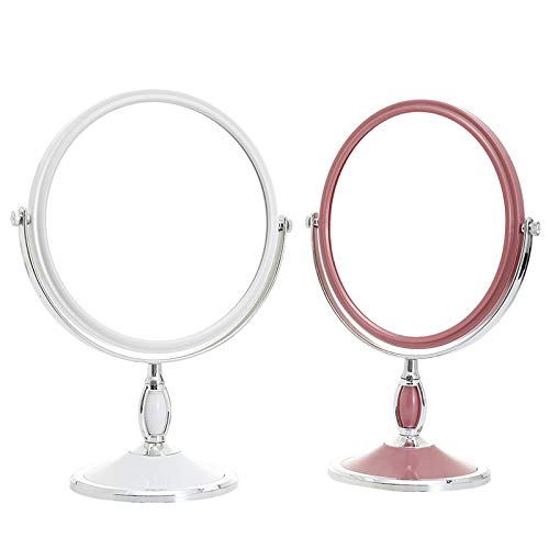 [Australia] - XPXKJ 6-Inch Tabletop Vanity Makeup Mirror Two-Sided Swivel Vanity Mirror with 3X Magnification (Bead Pink) 6 Inch Bead Pink 