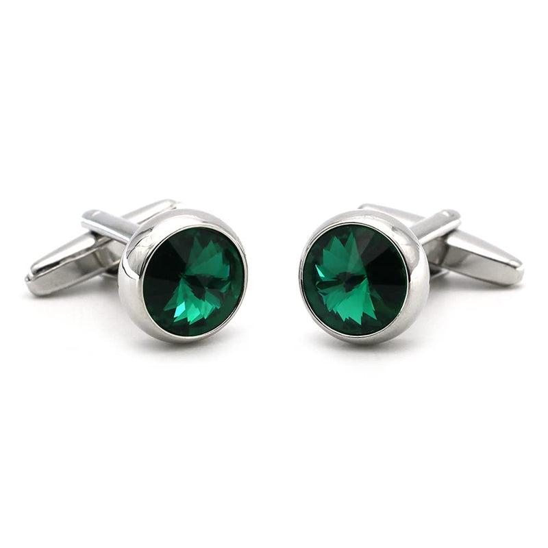 [Australia] - iGame Men's Luxury Crystal Cufflinks Green Color Stone Quality Wedding Cuff Links with Gift Box 