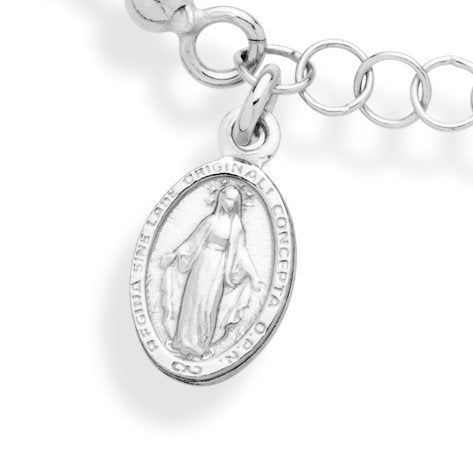 [Australia] - Miabella 925 Sterling Silver Italian Rosary Cross Bead Charm Link Chain Bracelet for Women Teen Girls, Adjustable 6-7 or 7-8 Inch Made in Italy 6" to 7" 