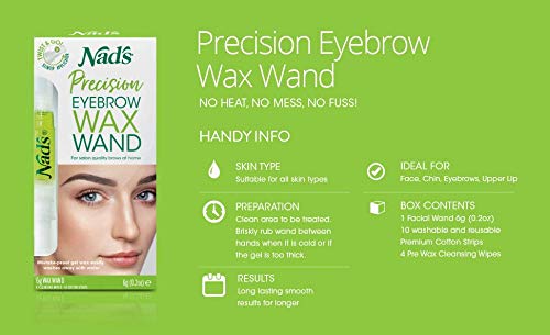 [Australia] - Nad's Eyebrow Shaper Wax Kit Eyebrow Facial Hair Removal Delicate Areas Cotton Strips, Cleansing Wipes, 1 Count 