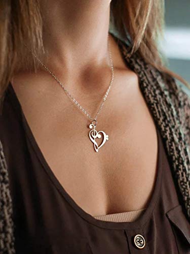 [Australia] - Your Always Charm Heart Music Necklace,Gifts for Music Teacher ,Musician ,Music Lover silver 