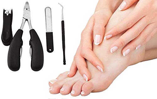 [Australia] - Hexint 4pcs Toenail Clippers for Thick or Ingrown Toenails Stainless Steel Podiatrist Tool Strong Big Hard Nails Scissors Clipper Lifter File Kit 