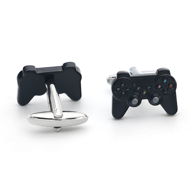 [Australia] - iGame Funny GamePad Cuff Links Black Color Painting Brass Material Joystick Design Cufflinks with Gift Box 