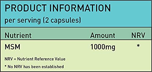 [Australia] - MSM 1000mg (Methylsulphonylmethane) Important Source of Organic Sulfur | Joint Support, Muscle Recovery & hair growth | 120 Capsules 
