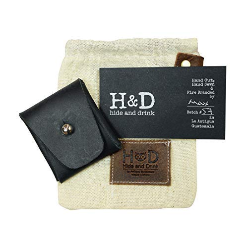 [Australia] - Hide & Drink, Leather Minimalist Coin Pouch, EarPods Case, SD Card Holder, Wallet and Cash Organizer, Handmade :: Charcoal Black 