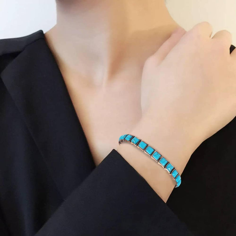 [Australia] - Magnetic Copper Bracelet for Women with Turquoise Blue Semi Precious Gem Stones - 20 cm-Valentine's Gift -Mother's Day Gift 