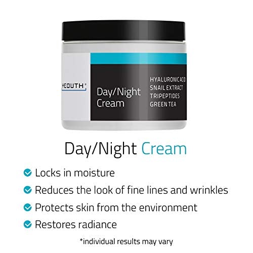 [Australia] - YEOUTH Day Night Moisturizer for Face with Snail Extract, Hyaluronic Acid, Green Tea, and Peptides, Anti Aging Day Cream or Night Cream Moisturizer for Dry Skin, (4oz) 113.4 g (Pack of 1) 