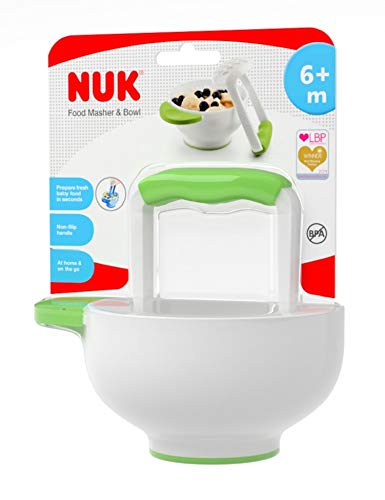 [Australia] - NUK Baby Food Masher and Bowl | 6 Months + | Dishwasher Safe | BPA Free, 1 Count (Pack of 1) green 