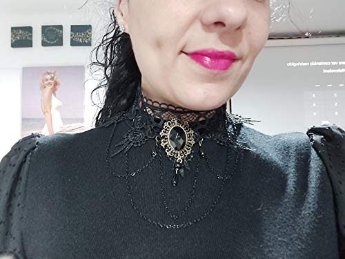 [Australia] - Gothic Black Lace Choker Punk Lolita Victorian Style Vintage Lace Choker for Party Costume Lace Necklace 1 