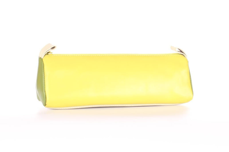 [Australia] - Visconti RB61 Leather Small Makeup Cosmetic Bag/Pencil Case/Brush or Toiletry Case/Supply Holder Green/ Yellow 