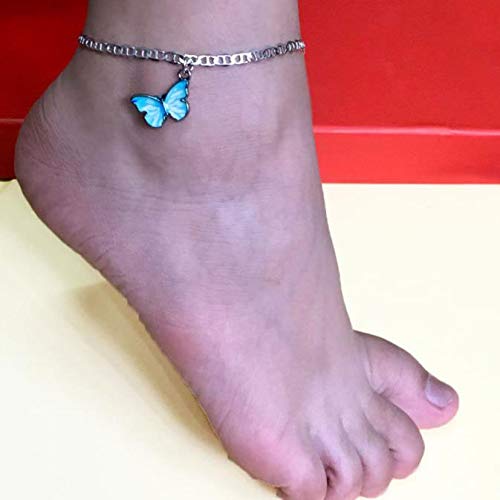 [Australia] - Spiritlele Classic Butterfly Anklet Bracelet Animals Sandal Beach Foot Chain Silver for Girls Women Enamel Butterfly 
