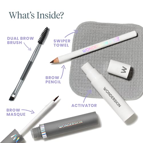 [Australia] - Wonderskin Wonder Blading Eyebrow Kit in Blonde Includes a Long-Lasting, Waterproof Brow Masque and Touch-Up Pomade Pencil. Alcohol-Free Microblading Alternative with Natural-Looking Results. Brunette 