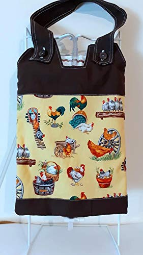 [Australia] - 100% Cotton Catheter Night Bag Holder with Handle. Cover for a Catheter Night Bag. Nutex. Chickens Pattern. 
