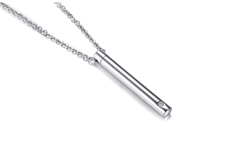[Australia] - VNOX Keepsake Ash Cremation Jewelry Minimalist Bar Urn Necklace Pendant for Memorial Ashes with Cubic Zirconia Silver-Pack of 8 