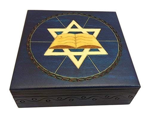 [Australia] - Blue Star of David Secret Jewelry Keepsake Box Judaica Polish Handmade Jewelry Box 