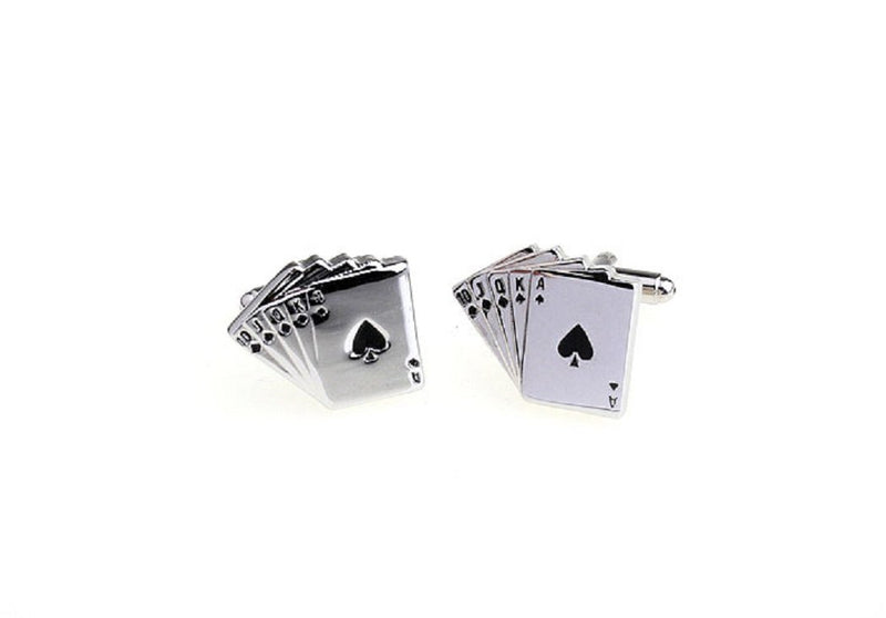 [Australia] - MRCUFF Royal Flush Poker Ace - Ten Pair Cufflinks in a Presentation Gift Box & Polishing Cloth 